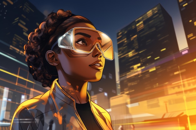 Photo gratuite une femme de dessin animé portant des lunettes