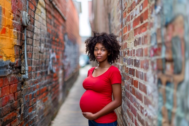 Photo gratuite une femme enceinte noire pose.