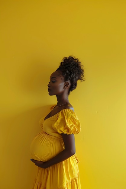 Photo gratuite une femme enceinte noire pose.