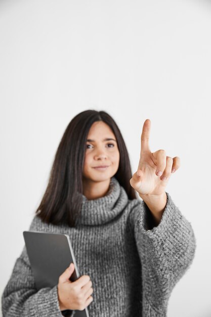 Femme, à, ordinateur portable