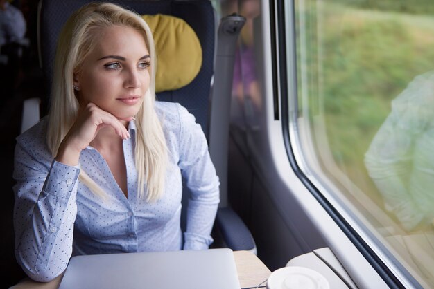 Femme Pensive Au Train