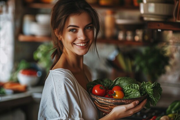 Femme de plan moyen vivant une vie saine