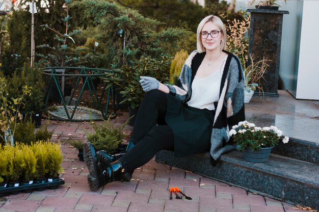 Femme et plantes