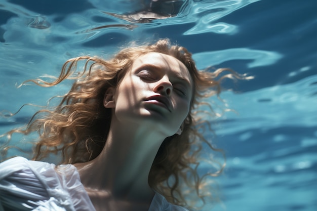 Femme posant sous l'eau