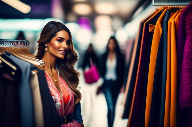 Une femme qui achète des vêtements dans un magasin