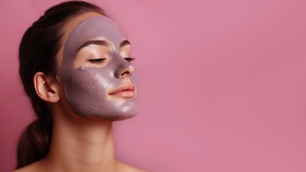 Une femme qui utilise un produit cosmétique rose sur son visage