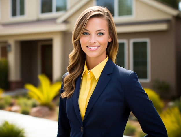 Photo gratuite une femme de taille moyenne qui travaille comme agent immobilier.