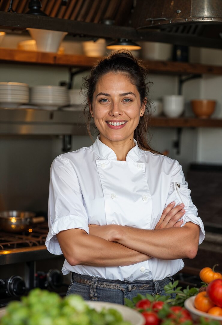 Photo gratuit femme travaillant comme chef professionnel