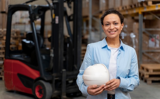 Femme travaillant dans l'entrepôt