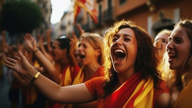 Femmes célébrant la victoire dans la rue