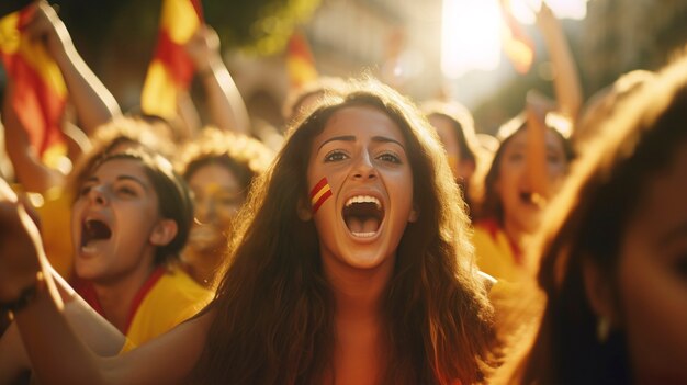 Femmes célébrant la victoire dans la rue