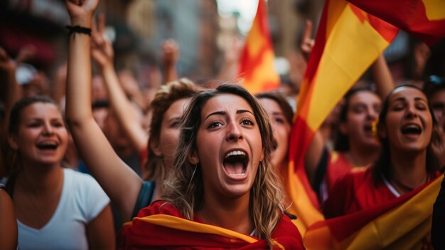 Femmes célébrant la victoire dans la rue