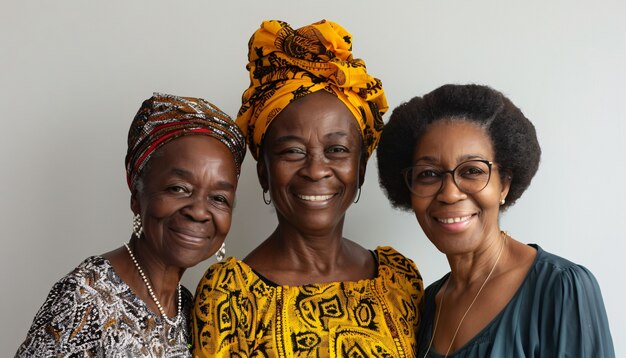 Des femmes noires de taille moyenne posent ensemble.