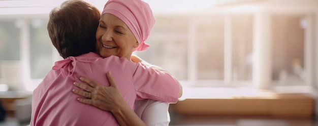 Des femmes souriantes qui s'embrassent.