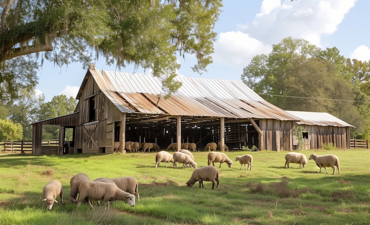 Photo gratuit ferme de moutons photoréaliste