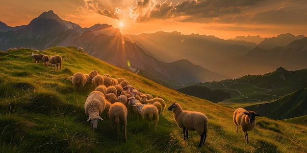 Photo gratuite ferme de moutons photoréaliste