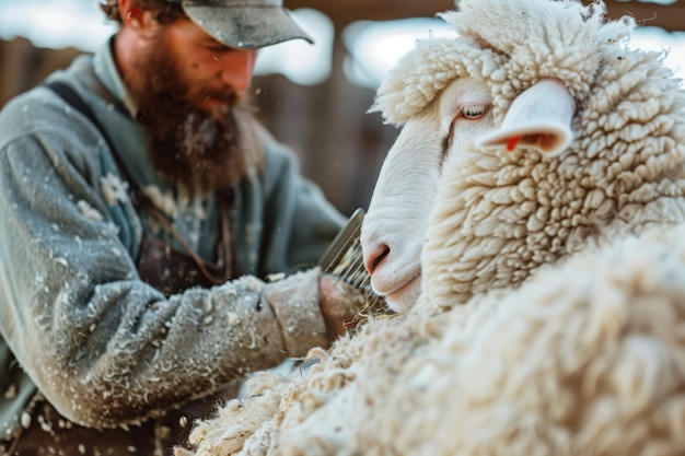 Photo gratuite ferme de moutons photoréaliste