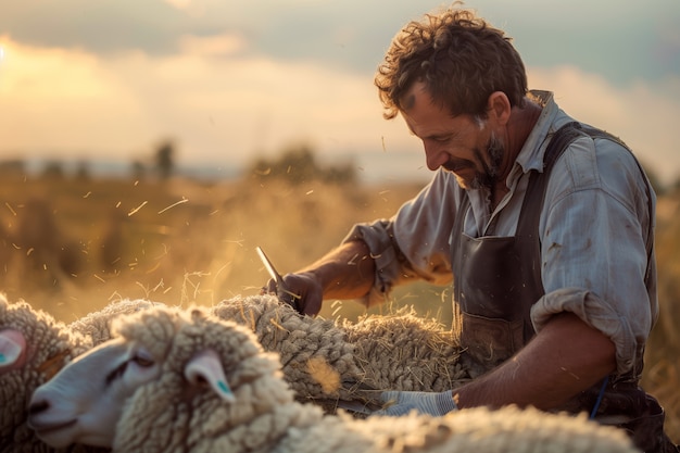 Photo gratuite ferme de moutons photoréaliste