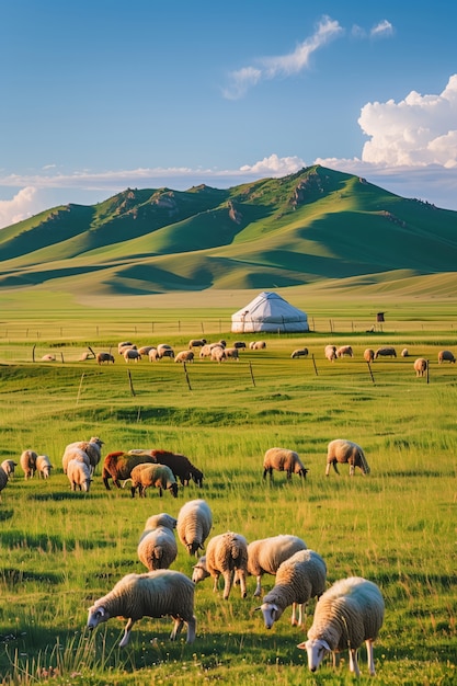 Ferme de moutons photoréaliste