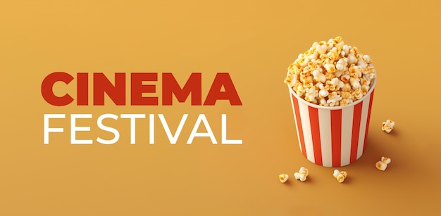 Photo gratuite festival de cinéma 3d avec une tasse de pop-corn