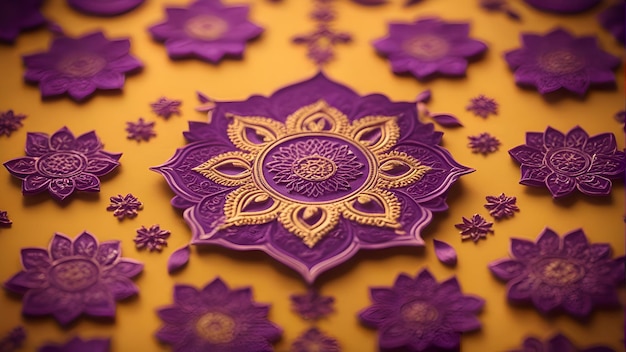 Photo gratuite festival hindou diwali diwali ou deepavali fond avec mandala fleurs colorées