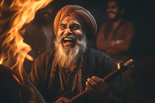 Photo gratuite festival de lohri photoréaliste avec un homme en train de célébrer