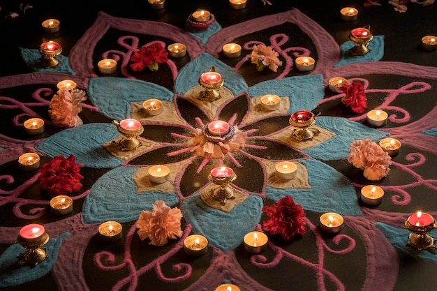 Photo gratuite fête de diwali de la tradition des lumières