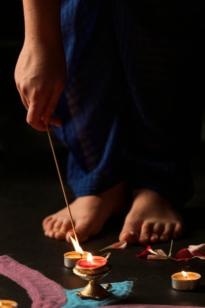 Photo gratuite fête de diwali de la tradition des lumières