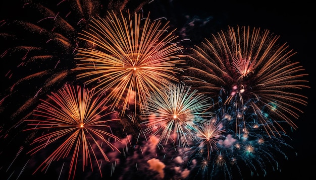 Photo gratuite un feu d'artifice explosif déclenchant une joie estivale vibrante générée par l'ia