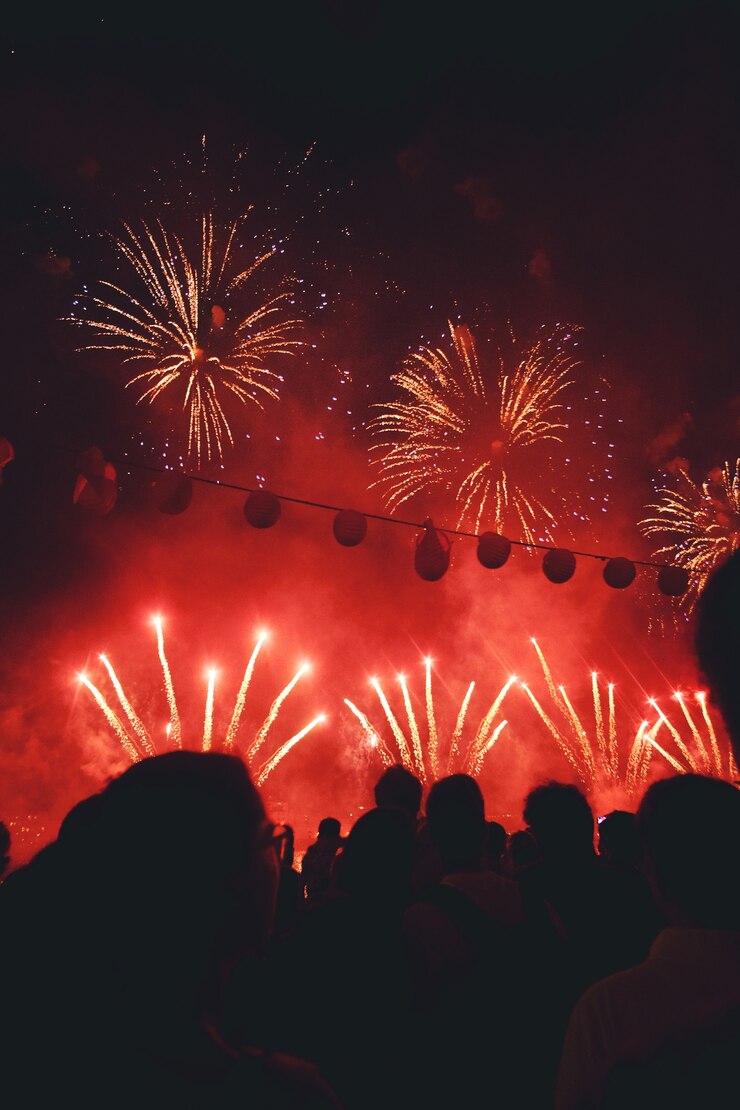 Photo gratuit feu d'artifice pendant la nuit