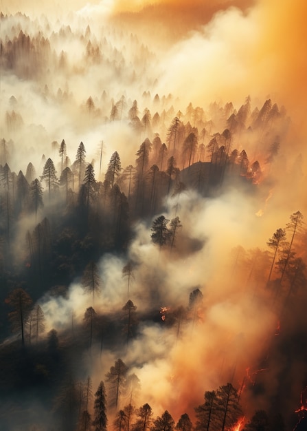 Photo gratuite le feu brûle la nature sauvage