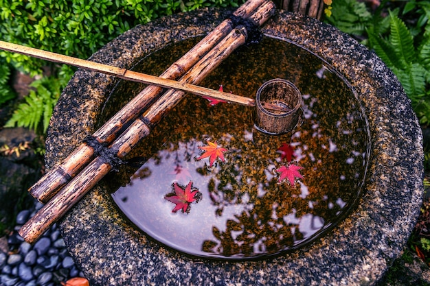 Photo gratuite feuille d'automne flottant sur l'eau.