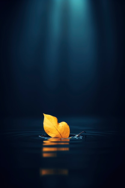 Feuille d'automne sèche sur l'eau