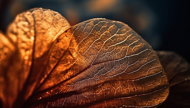 Photo gratuite feuille d'automne vibrante close up beauté organique générée par l'ia