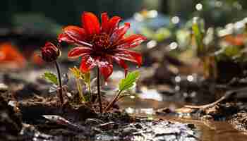 Photo gratuite une feuille verte vibrante fleurit en été, mettant en valeur la beauté de la nature générée par l'intelligence artificielle