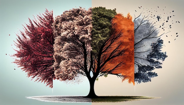 Les Feuilles D'automne Tombent Gracieusement En Peignant La Toile De La Nature Ai Générative