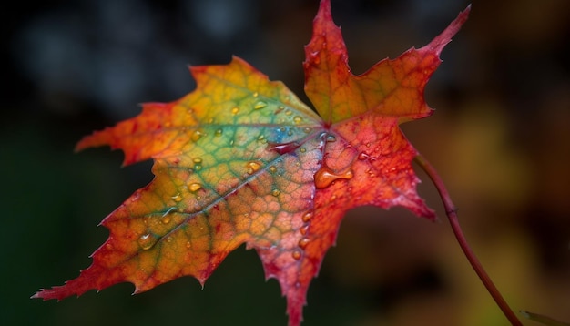 Photo gratuite des feuilles d'érable d'automne vibrantes décorent le sol de la forêt humide ia générative