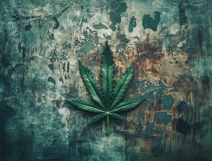 Photo gratuit des feuilles de marijuana vertes fraîches et vibrantes sur un fond varié