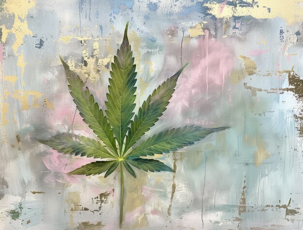 Des feuilles de marijuana vertes fraîches et vibrantes sur un fond varié