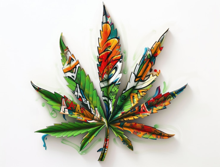 Photo gratuit des feuilles de marijuana vertes fraîches et vibrantes sur un fond varié