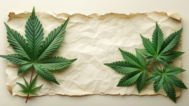 Photo gratuite des feuilles de marijuana vertes fraîches et vibrantes sur un fond varié