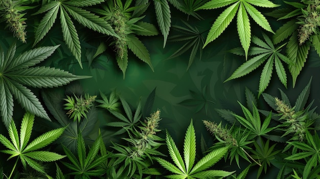 Des feuilles de marijuana vives avec des couleurs vertes vives