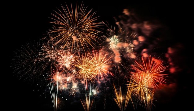 Feux d'artifice multicolores explosant dans une célébration vibrante générée par l'IA