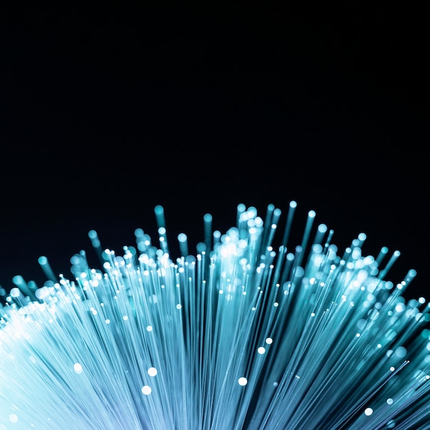 Photo gratuite fibre optique bleue avec espace de copie