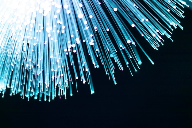 Photo gratuite fibre optique brillante bleue