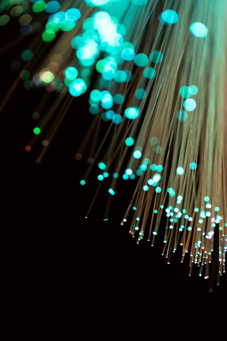 Photo gratuit fibres optiques s'allume en vert