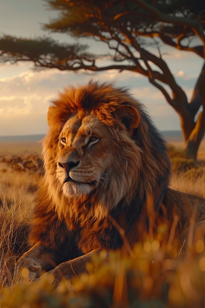 La fierté du lion dans la forêt sèche