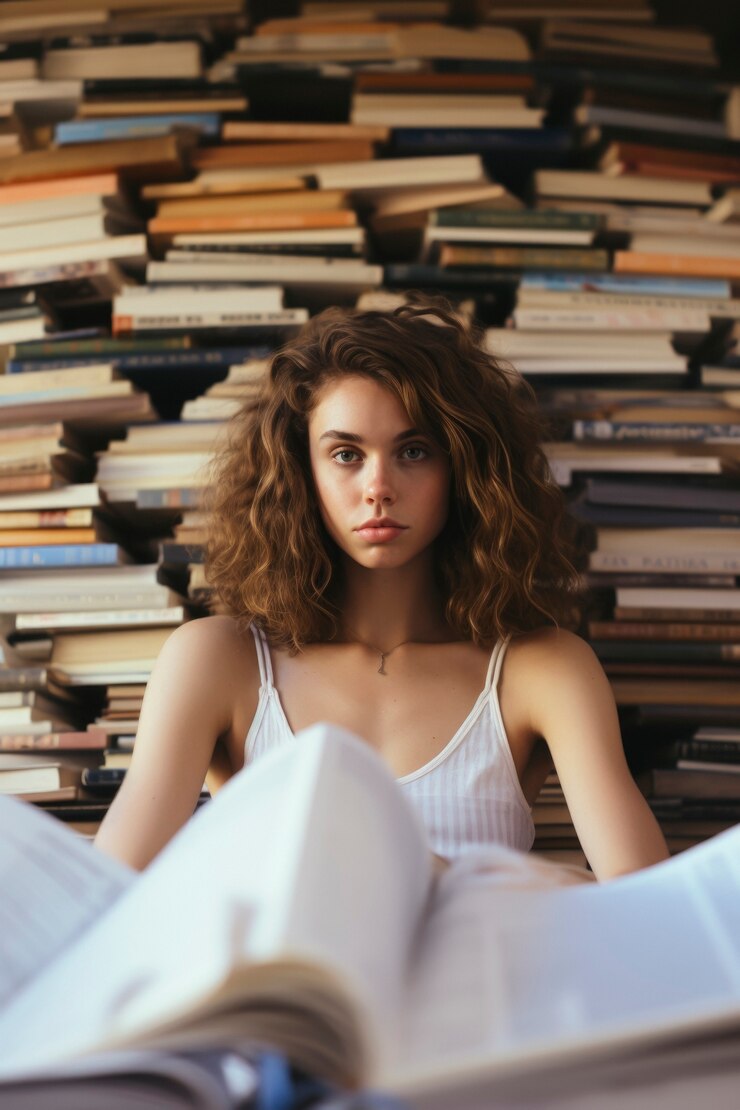 Photo gratuit une fille passe du temps à la bibliothèque.