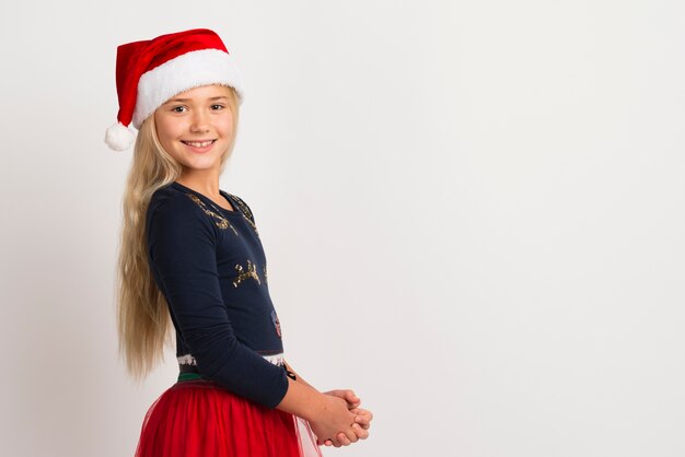 Fille portant espace copie santa hat