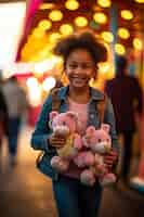 Photo gratuite une fille qui s'amuse au carnaval.